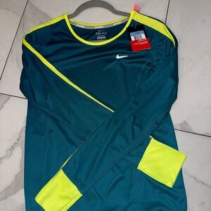 Nike Teal and Neon Yellow Women's Top